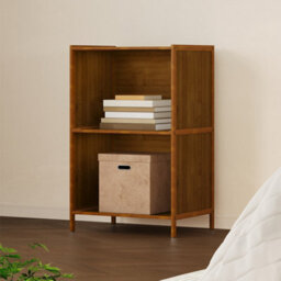 Living And Home 2-Tier Wood Color Moso Bamboo Open Bookcase - thumbnail 1