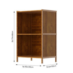 Living And Home 2-Tier Wood Color Moso Bamboo Open Bookcase - thumbnail 5