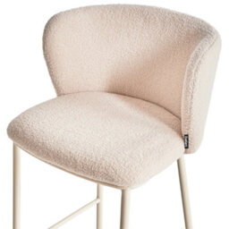 Wyld And Coco Luxora Beige Bouclé Bar Chairs Set Of 2 With Black Metal Legs, Counter Height Dining Stools - thumbnail 7
