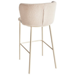 Wyld And Coco Luxora Beige Bouclé Bar Chairs Set Of 2 With Black Metal Legs, Counter Height Dining Stools - thumbnail 6