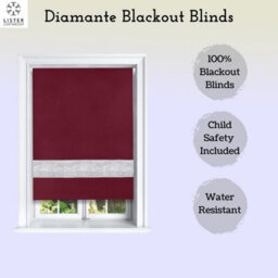 Lister Cartwright Diamante Roller Blinds For Windows - 150 X 165 Cm - Easy To Fit Child Safety Included - Aubergine - thumbnail 5
