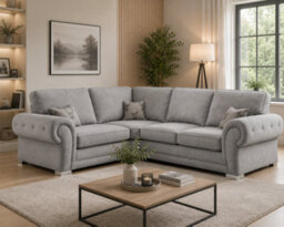 SC FURNITURE LIMITED Grey Fabric Corner Sofa 1C2 Full Back Cushions Milo - thumbnail 1