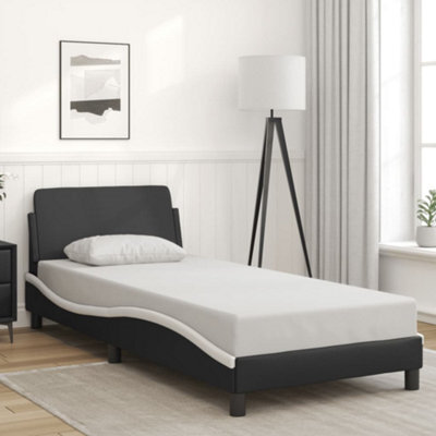 Berkfield Bed Frame Without Mattress Black And White 90X190 Cm Single Faux Leather - image 1