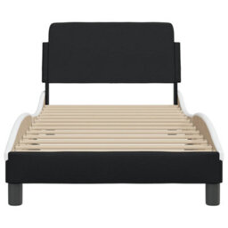 Berkfield Bed Frame Without Mattress Black And White 90X190 Cm Single Faux Leather - thumbnail 4