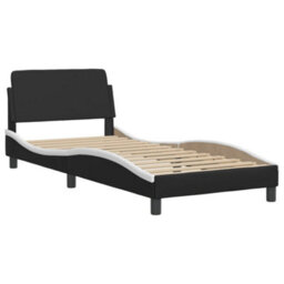 Berkfield Bed Frame Without Mattress Black And White 90X190 Cm Single Faux Leather - thumbnail 3
