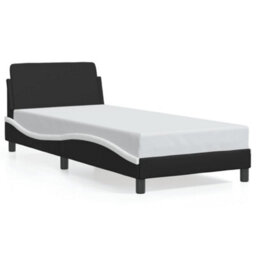 Berkfield Bed Frame Without Mattress Black And White 90X190 Cm Single Faux Leather - thumbnail 2
