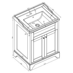 Plum&clay Belmont Charcoal Blue Traditional Floor Standing Vanity Unit & Ceramic Basin (W)614mm - thumbnail 9