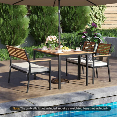 4 Piece Patio Dining Set Outdoor Wood Metal Furniture - image 1