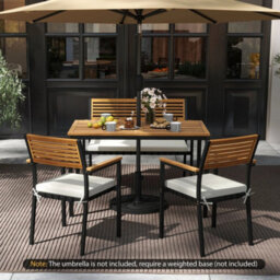 4 Piece Patio Dining Set Outdoor Wood Metal Furniture - thumbnail 4