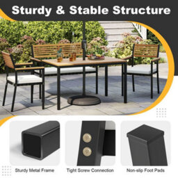 4 Piece Patio Dining Set Outdoor Wood Metal Furniture - thumbnail 5