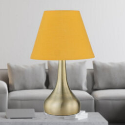 First Choice Lighting Romana - Antique Brass Touch Operated Table Lamp With Ochre Shade - thumbnail 2