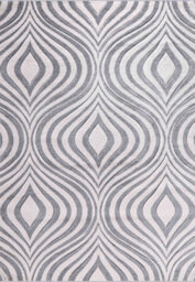 Valencia Modern Ogee Design Carved Area Rugs Silver 60X220 Cm - thumbnail 5