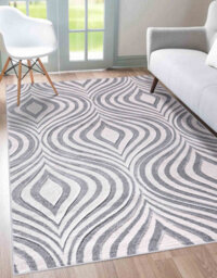 Valencia Modern Ogee Design Carved Area Rugs Silver 60X220 Cm - thumbnail 1