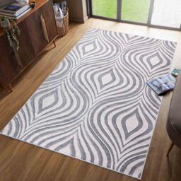 Valencia Modern Ogee Design Carved Area Rugs Silver 60X220 Cm - thumbnail 3