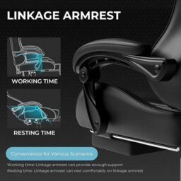Gtplayer Gaming Chair With Footrest, Massage Computer Chairs For Adults, Ergonomic High Back Height Adjustable Pc Chair, Black - thumbnail 5