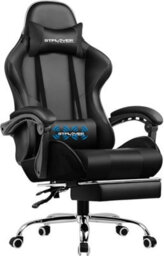 Gtplayer Gaming Chair With Footrest, Massage Computer Chairs For Adults, Ergonomic High Back Height Adjustable Pc Chair, Black