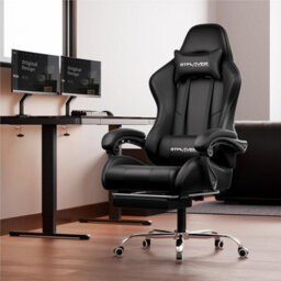 Gtplayer Gaming Chair With Footrest, Massage Computer Chairs For Adults, Ergonomic High Back Height Adjustable Pc Chair, Black - thumbnail 2