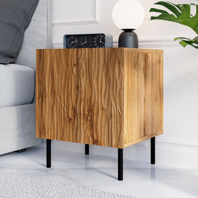 Jungle Set Of 2 Bedside Tables Modern Nightstands For Bedroom Durable Laminated Board Compact And Stylish Storage Oak Wotan Black - image 1