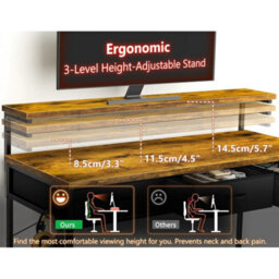 Computer Desk 100Cm Carbon Fiber Surface Modern Office - thumbnail 3