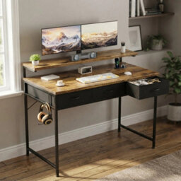 Computer Desk 100Cm Carbon Fiber Surface Modern Office - thumbnail 6