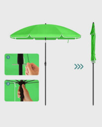 Songmics Beach Umbrella, Tilt Adjustable Parasol With Sun Protection, Height Adaptable, Carry Bag, For Patio Balcony Garden, Green - thumbnail 8