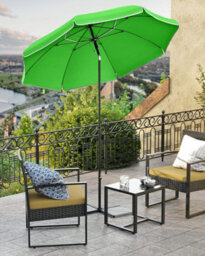Songmics Beach Umbrella, Tilt Adjustable Parasol With Sun Protection, Height Adaptable, Carry Bag, For Patio Balcony Garden, Green - thumbnail 3