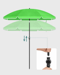 Songmics Beach Umbrella, Tilt Adjustable Parasol With Sun Protection, Height Adaptable, Carry Bag, For Patio Balcony Garden, Green - thumbnail 7