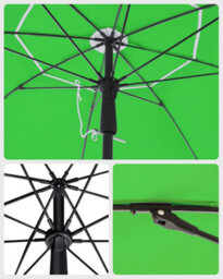 Songmics Beach Umbrella, Tilt Adjustable Parasol With Sun Protection, Height Adaptable, Carry Bag, For Patio Balcony Garden, Green - thumbnail 5