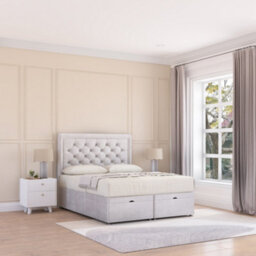 Sloomy Montana End Lift Ottoman Bed 2Ft6 With Sprung Memory Mattress - Silver Plush & Headboard- Small Single - thumbnail 2