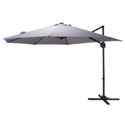 Jack Stonehouse Jsh 3M Roma Garden Parasol Light Grey Outdoor 180G Polyester Patio Decking Terrace Umbrella Shade With Hand Crank
