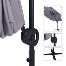 Jack Stonehouse Jsh 3M Roma Garden Parasol Light Grey Outdoor 180G Polyester Patio Decking Terrace Umbrella Shade With Hand Crank - thumbnail 4
