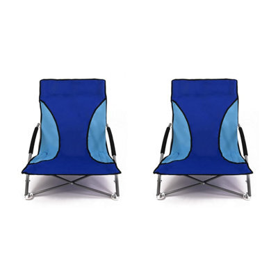 Nalu Folding Low Camping Chair Lightweight Foldable Portable Garden Beach Seat - Blue (2-Pack)