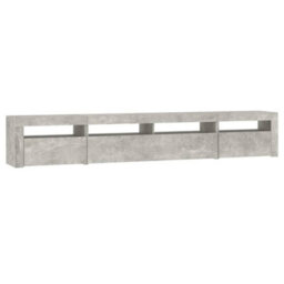 Berkfield Modern Tv Cabinet With Led Lights Concrete Grey 240X35X40 Cm - thumbnail 7