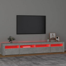 Berkfield Modern Tv Cabinet With Led Lights Concrete Grey 240X35X40 Cm - thumbnail 5