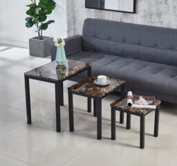 Modernique Brown Mdf Marble Effect Top Nest Of 3 Table Sets - thumbnail 4