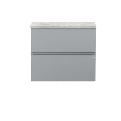 Hudson Reed Urban Satin Grey Wall Hung 2 Drawer Vanity Unit And Bellato Grey Worktop With Silent Close, 522 X 605 X 390 - image 1