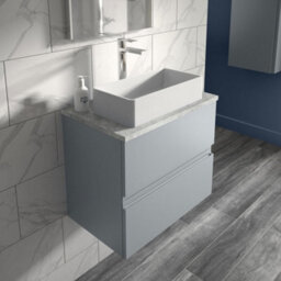 Hudson Reed Urban Satin Grey Wall Hung 2 Drawer Vanity Unit And Bellato Grey Worktop With Silent Close, 522 X 605 X 390 - thumbnail 2