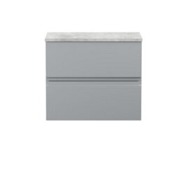 Hudson Reed Urban Satin Grey Wall Hung 2 Drawer Vanity Unit And Bellato Grey Worktop With Silent Close, 522 X 605 X 390 - thumbnail 1