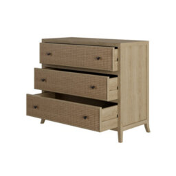 Wyld Haus Trancoso 3-Drawer Chest Natural Oak & Woven Cane - thumbnail 4