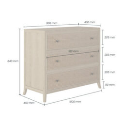 Wyld Haus Trancoso 3-Drawer Chest Natural Oak & Woven Cane - thumbnail 3
