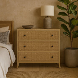 Wyld Haus Trancoso 3-Drawer Chest Natural Oak & Woven Cane - thumbnail 2