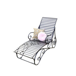 Melody Maison Ornate Black & Gold Metal Garden Sun Lounger 100Cm X 60Cm - thumbnail 6