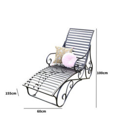 Melody Maison Ornate Black & Gold Metal Garden Sun Lounger 100Cm X 60Cm - thumbnail 7