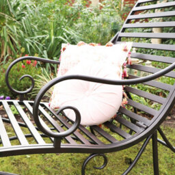 Melody Maison Ornate Black & Gold Metal Garden Sun Lounger 100Cm X 60Cm - thumbnail 3