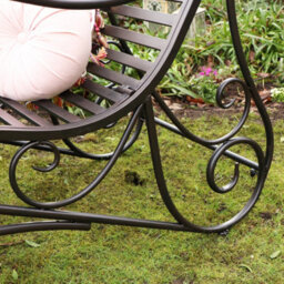 Melody Maison Ornate Black & Gold Metal Garden Sun Lounger 100Cm X 60Cm - thumbnail 4