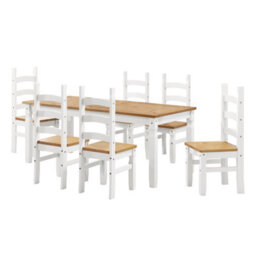 "Mercers Furniture Corona White 6'0"" Dining Table & 6 Chairs Set Solid Wood Pine Wooden Large" - thumbnail 2