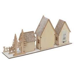 Urbn-Living Urbnliving 40Cm Width Assorted Christmas Scene Decoration With Light Warm White Leds Wooden Ornament Gift - thumbnail 8