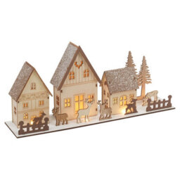 Urbn-Living Urbnliving 40Cm Width Assorted Christmas Scene Decoration With Light Warm White Leds Wooden Ornament Gift - thumbnail 4