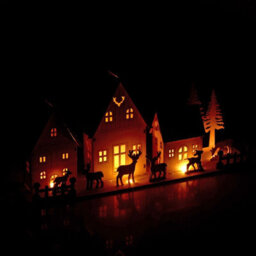 Urbn-Living Urbnliving 40Cm Width Assorted Christmas Scene Decoration With Light Warm White Leds Wooden Ornament Gift - thumbnail 2