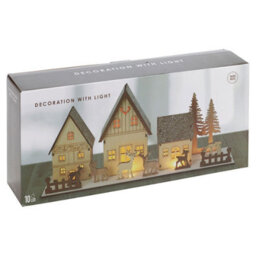 Urbn-Living Urbnliving 40Cm Width Assorted Christmas Scene Decoration With Light Warm White Leds Wooden Ornament Gift - thumbnail 7